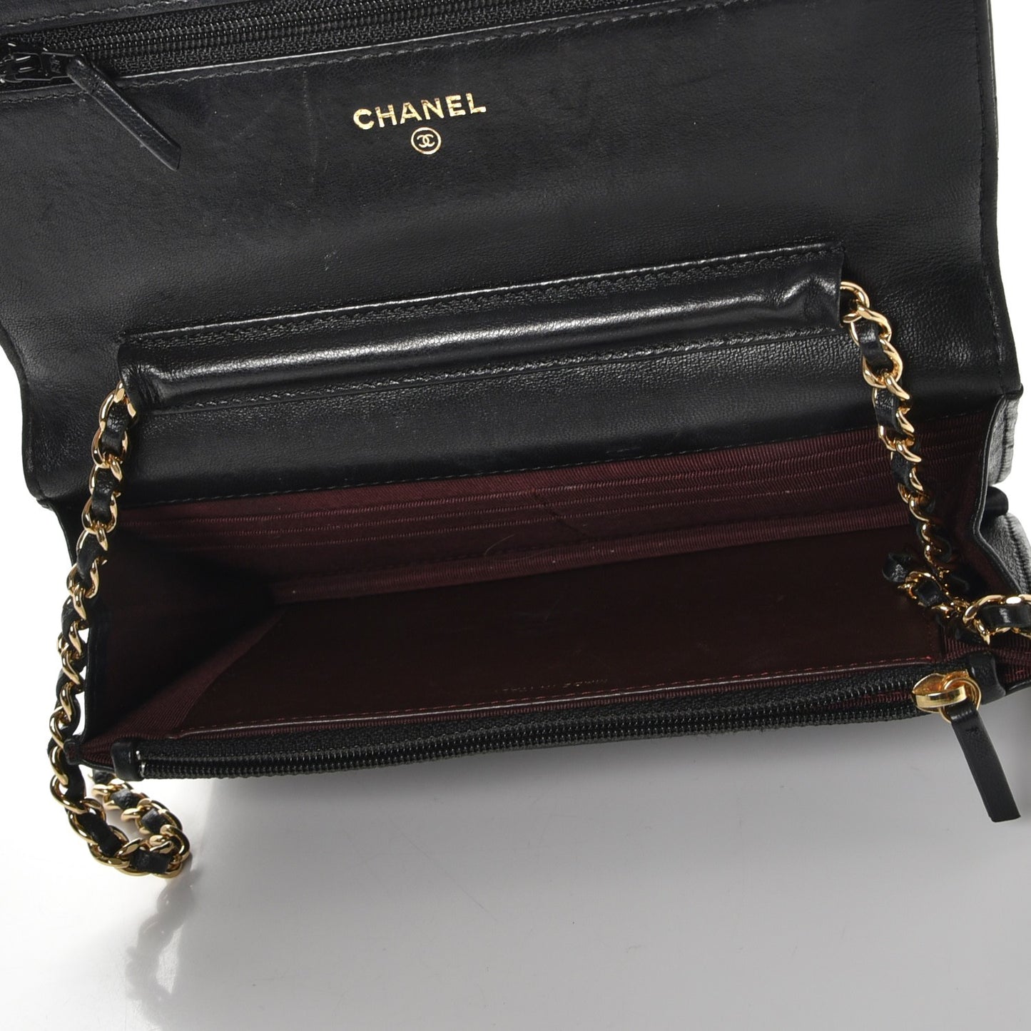 Lambskin Quilted Wallet On Chain WOC Black