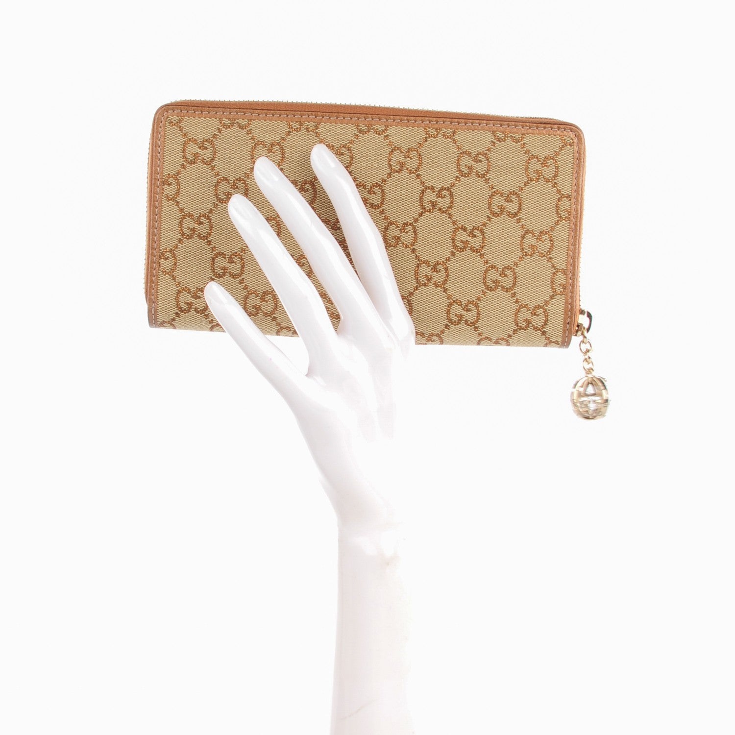 Gucci Monogram Twins Large Zip Around Wallet Metallic Bronze 2 of 7