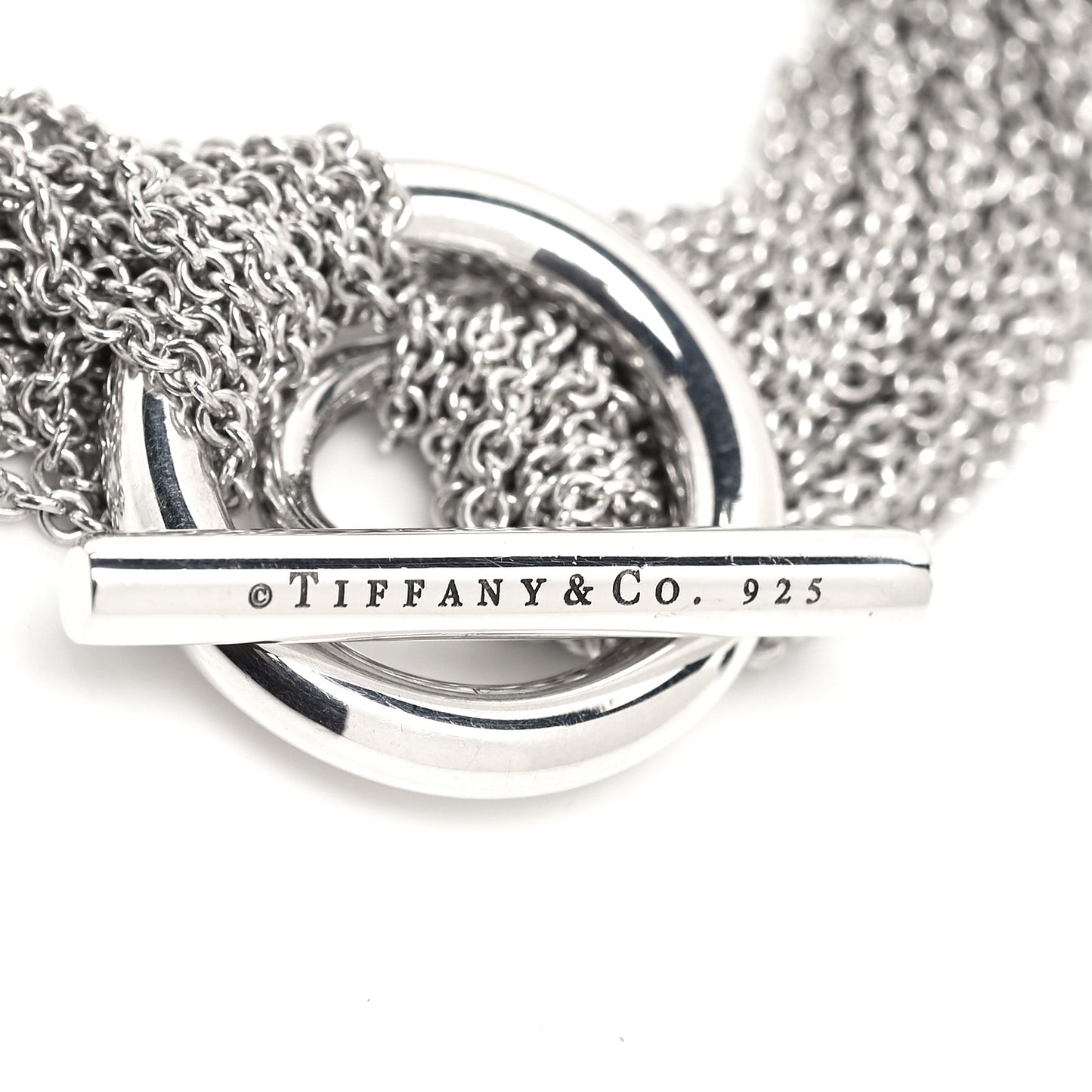 Sterling Silver Multi-Chain Circle Toggle Bracelet