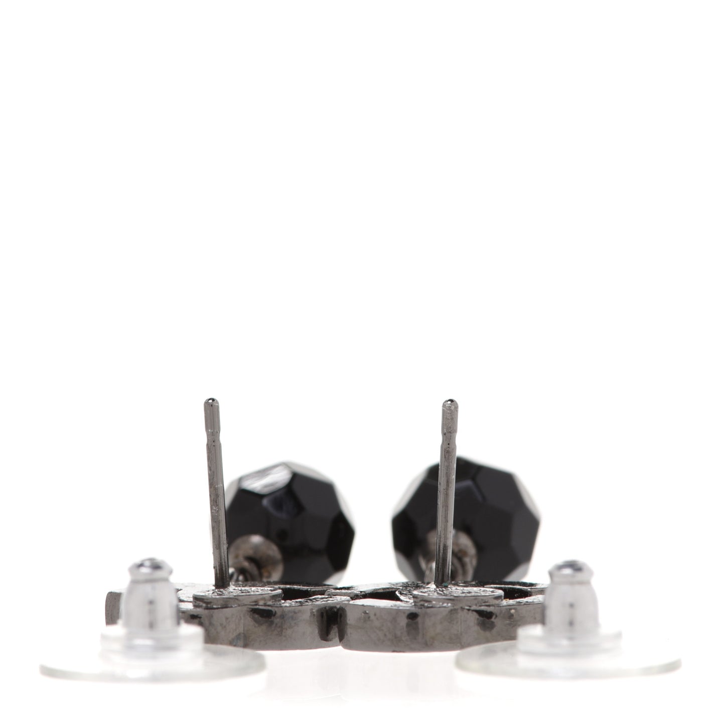 Beaded CC Drop Earrings Ruthenium Black