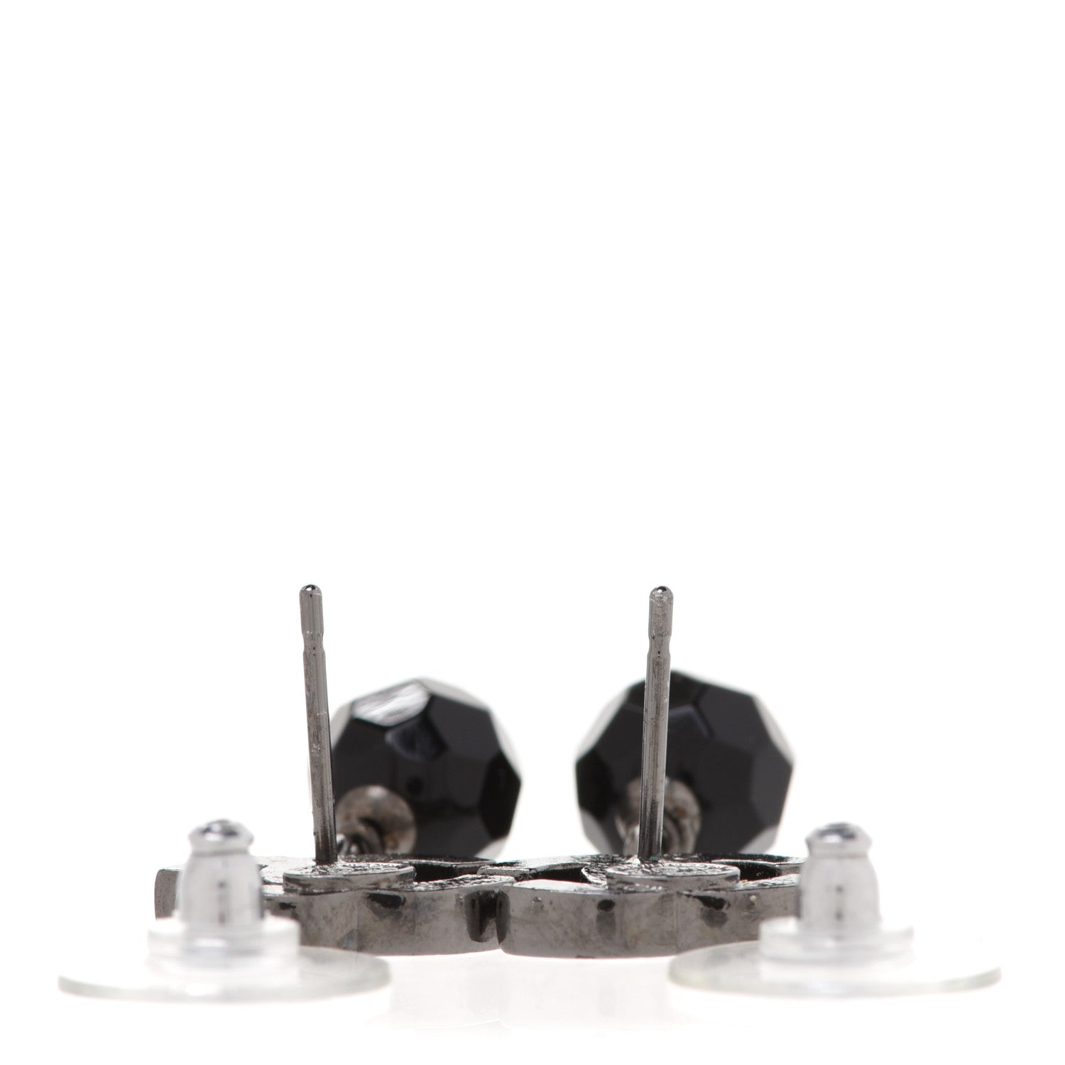 Chanel Beaded CC Drop Earrings Ruthenium Black 3 of 5