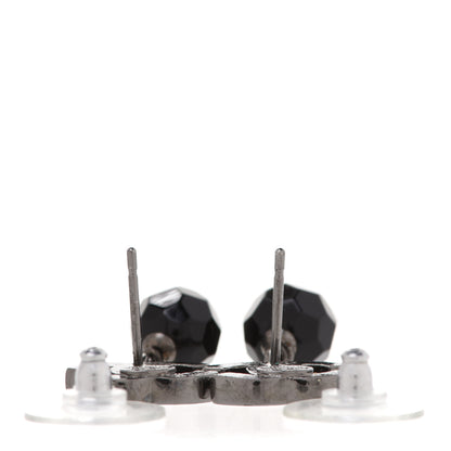 Chanel Beaded CC Drop Earrings Ruthenium Black 3 of 5