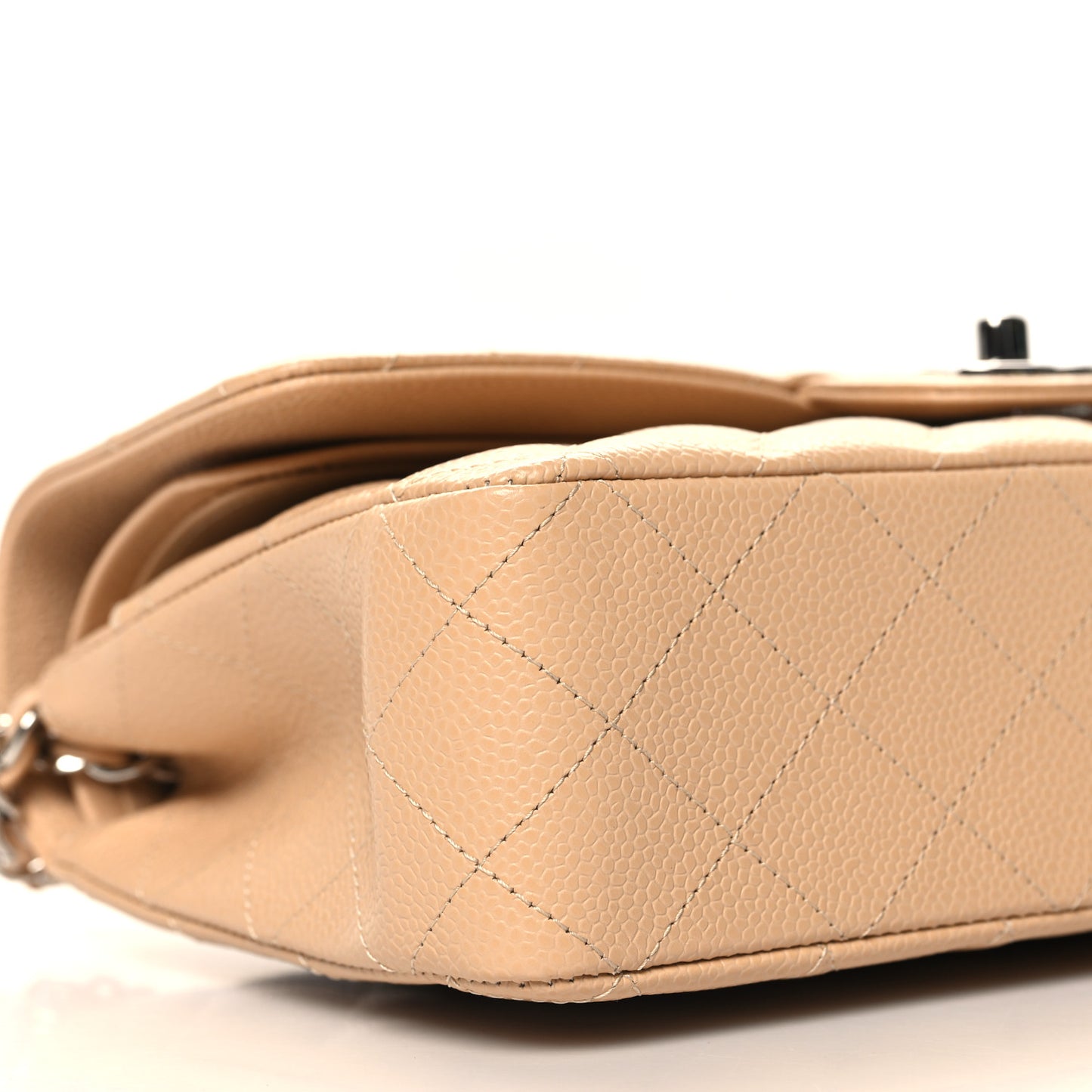Lambskin Quilted Medium Double Flap Beige