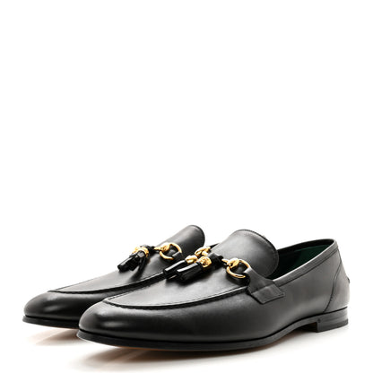 Gucci Calfskin Horsebit Mens Jordaan Tassel Loafers 11 Black 2 of 9