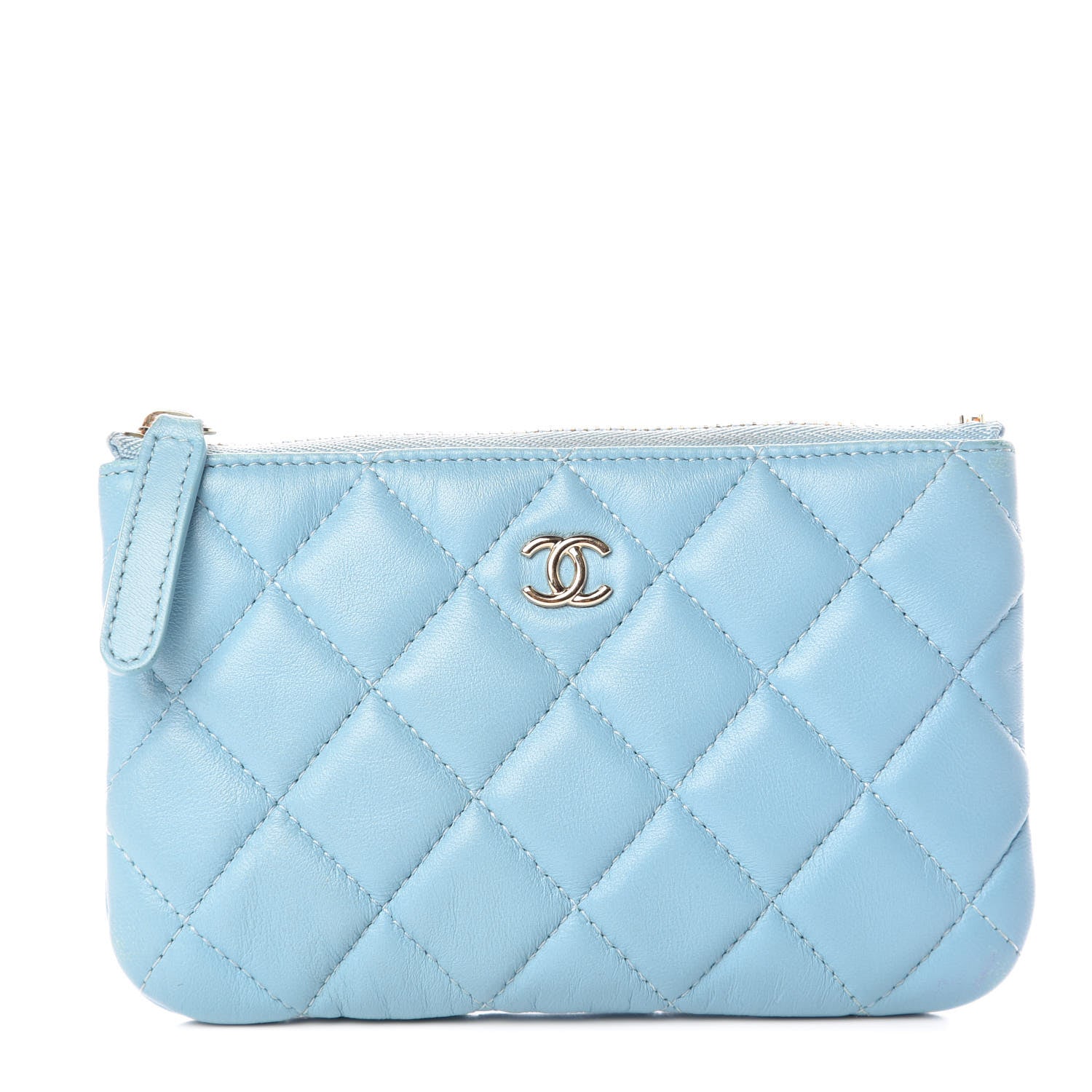 Chanel Lambskin Quilted Small Cosmetic Case Blue 1 of 9