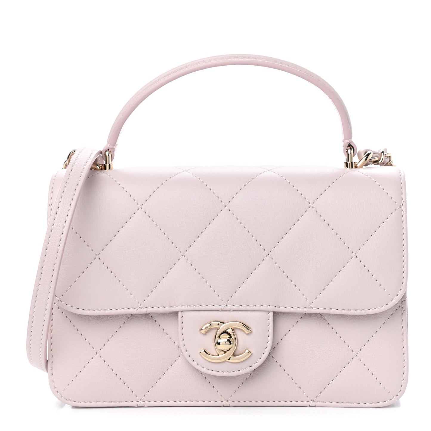Calfskin Quilted Coco Lady Flap Light Purple