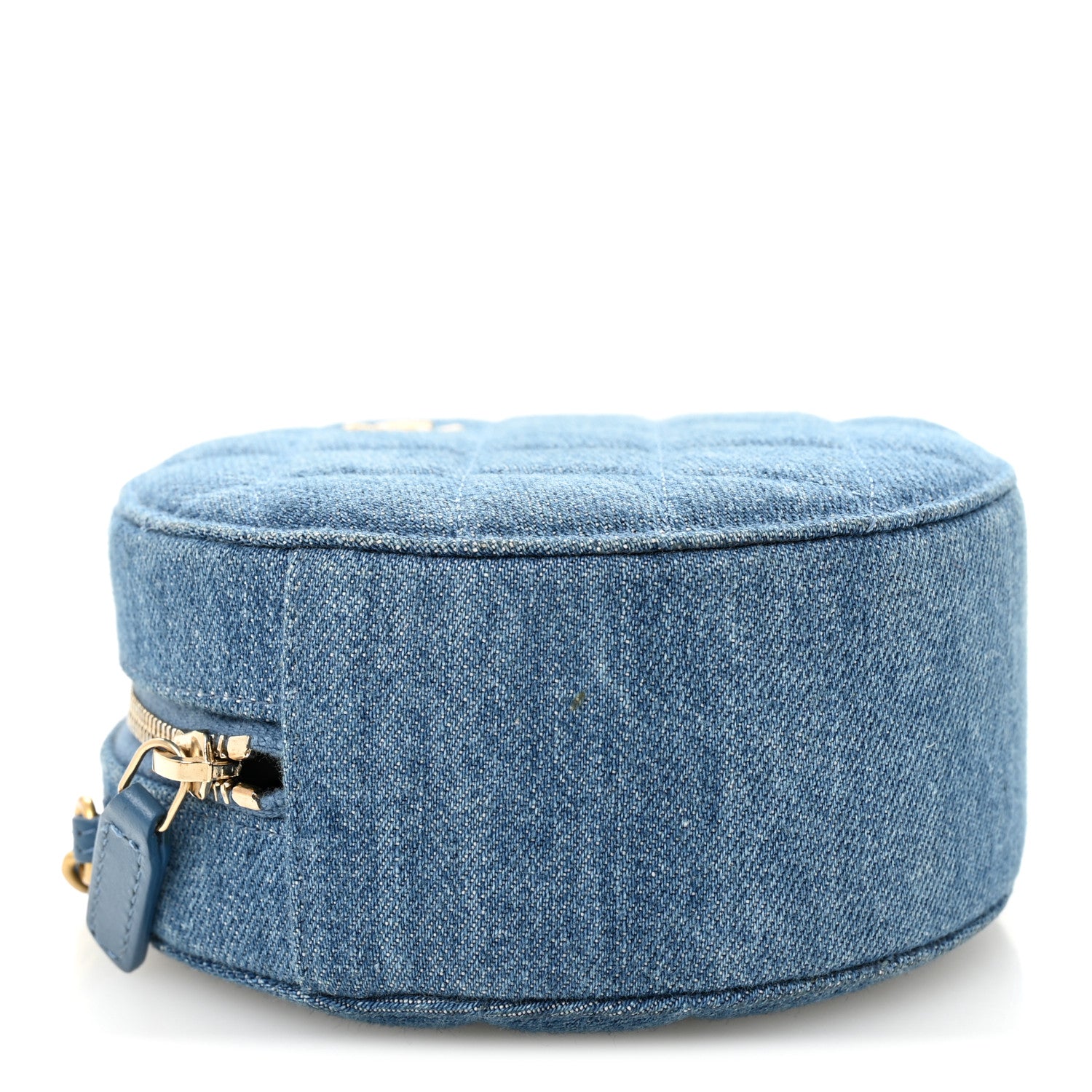 Chanel Denim Quilted Round Pearl Crush Clutch With Chain Blue 4 of 10