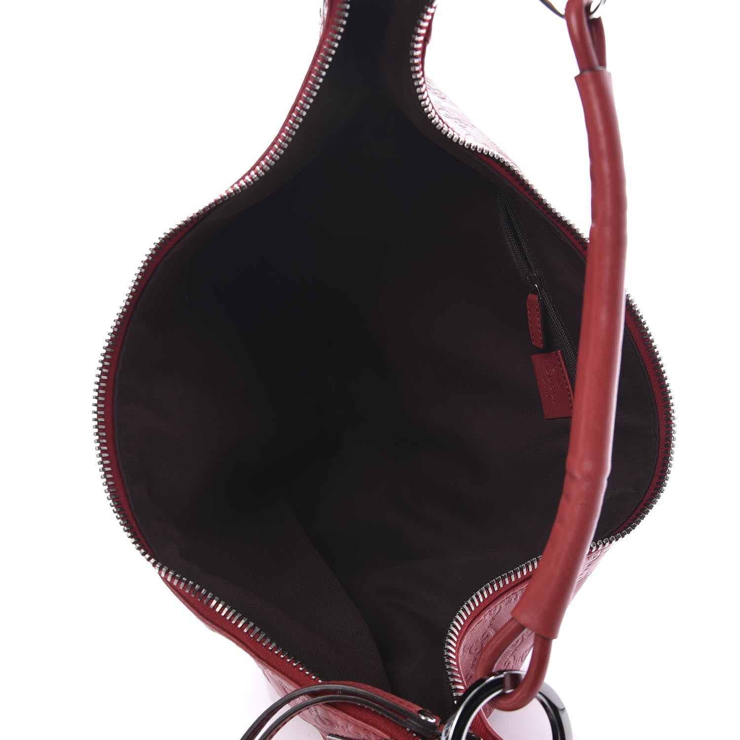 Gucci Guccissima Half Moon Bamboo Ring Hobo Red 5 of 11