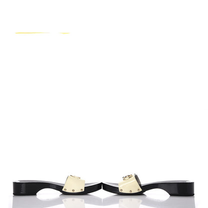 Gucci Vitello Vernice Soft Icon Bit Wood Clogs 8.5 Great White 6 of 12