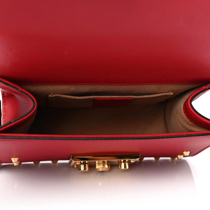 Gucci Calfskin Studded Small Padlock Shoulder Bag Hibiscus Red 4 of 4