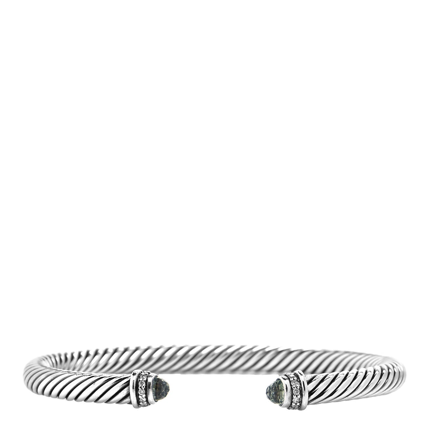 Sterling Silver Diamond Prasiolite 5mm Cable Classics Bracelet
