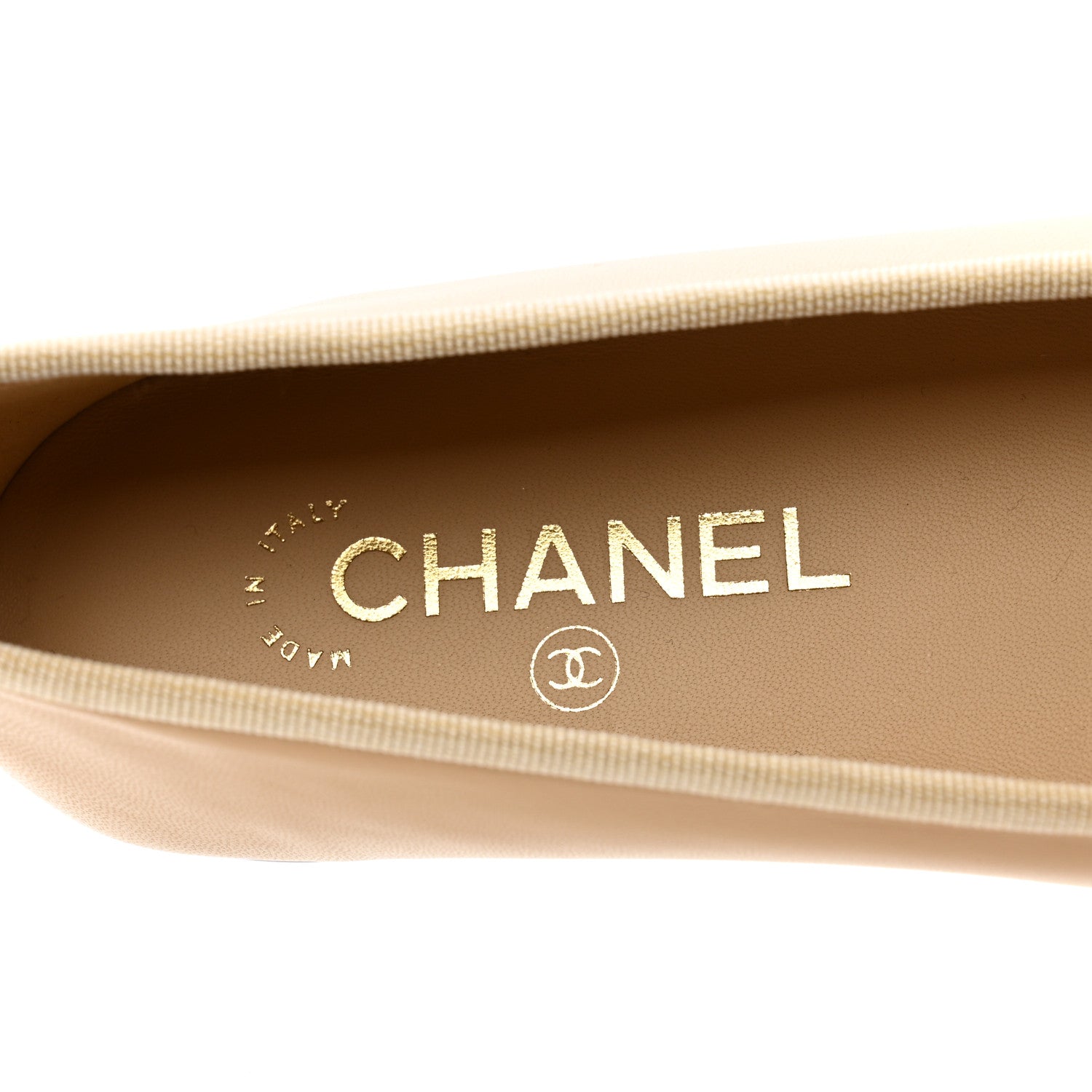 Chanel Lambskin Cap Toe CC Ballerina Flats 38 Beige Black 7 of 9