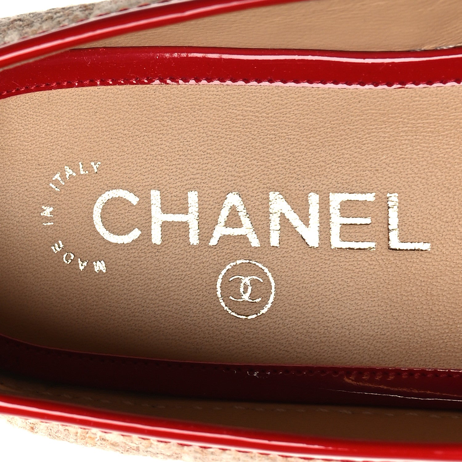 Chanel Fabric Patent Calfskin CC Espadrilles 38 Pink Red 8 of 9