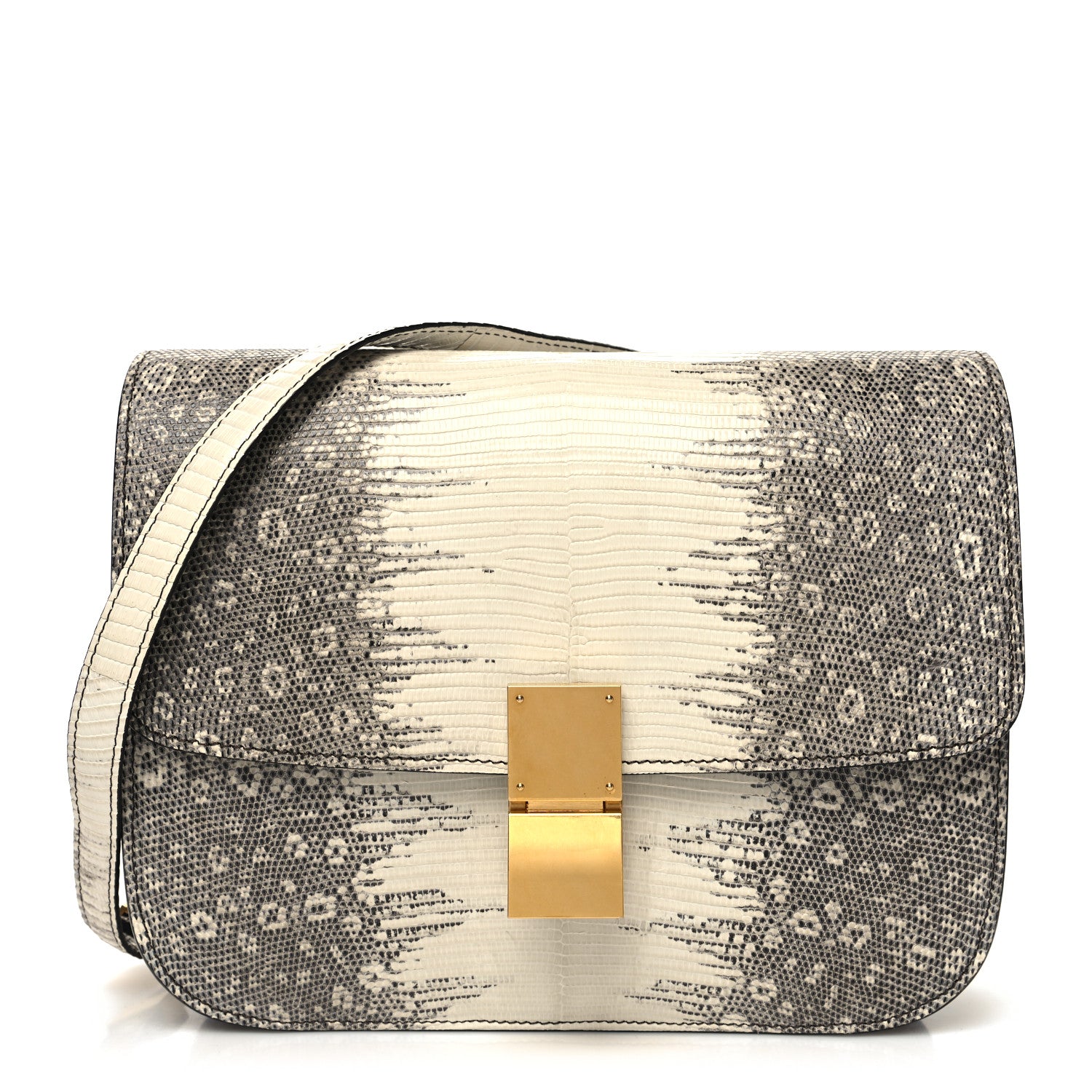 Celine Lizard Medium Classic Box Flap Bag Natural 1 of 12