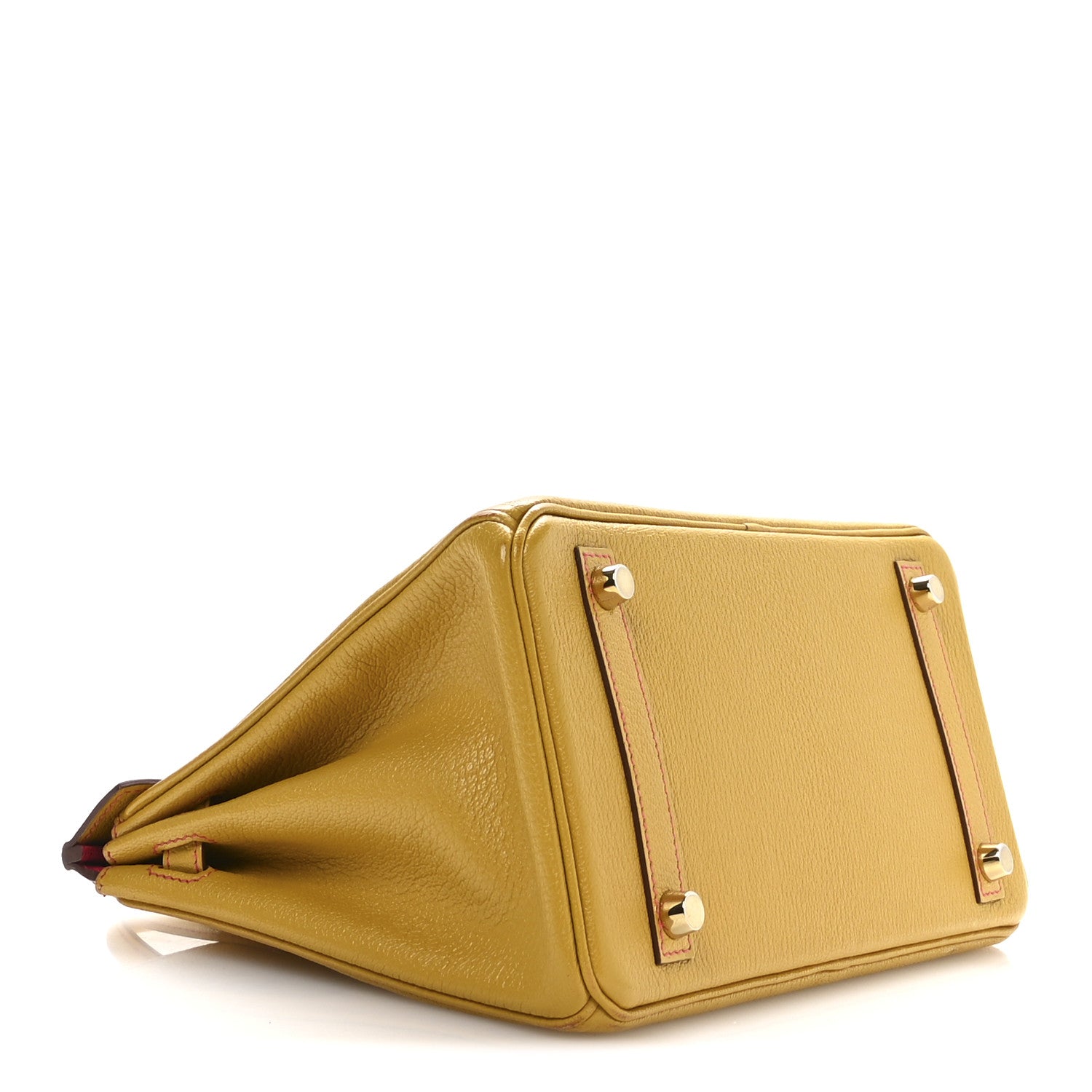 Hermes Chevre Mysore Horseshoe Birkin 25 Jaune Ambre Rose Extreme 4 of 11