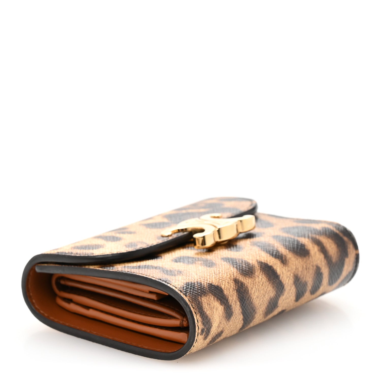 Celine Canvas Leopard Small Triomphe Wallet Tan 4 of 13