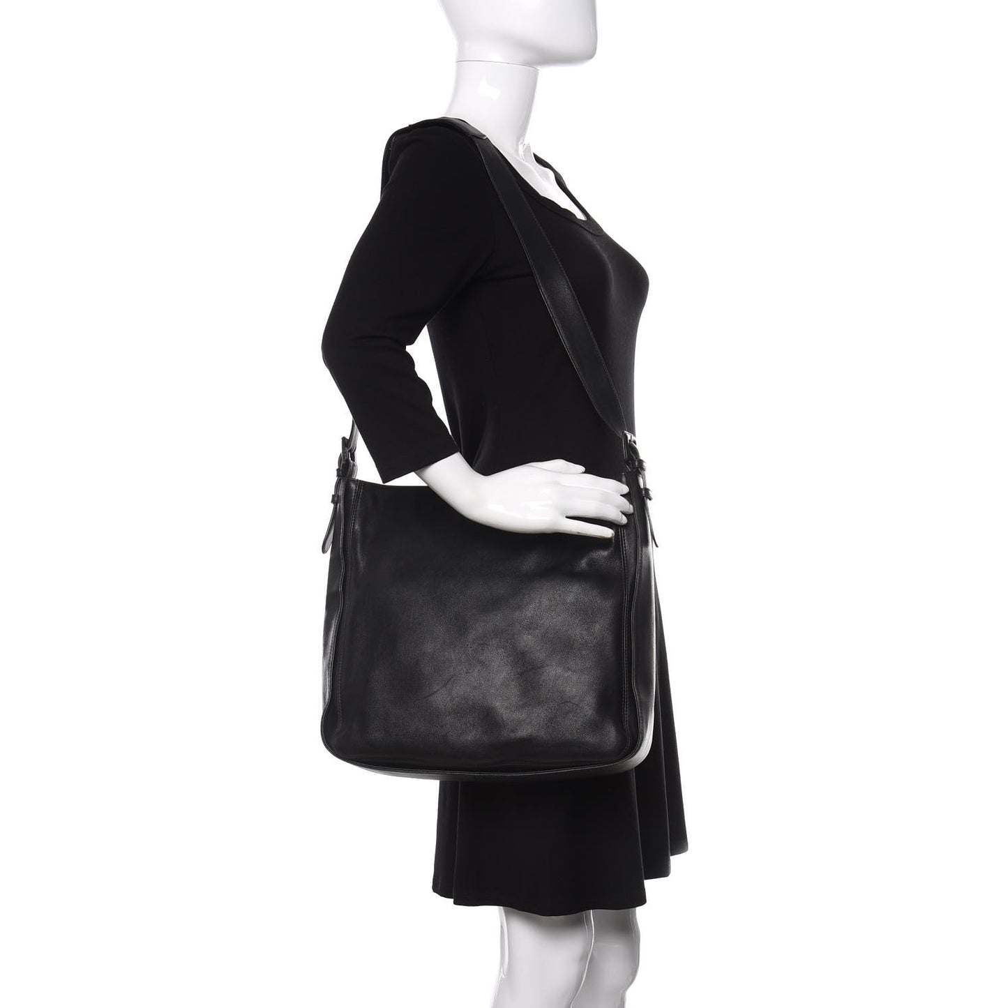 Calfskin CC Shoulder Bag Black
