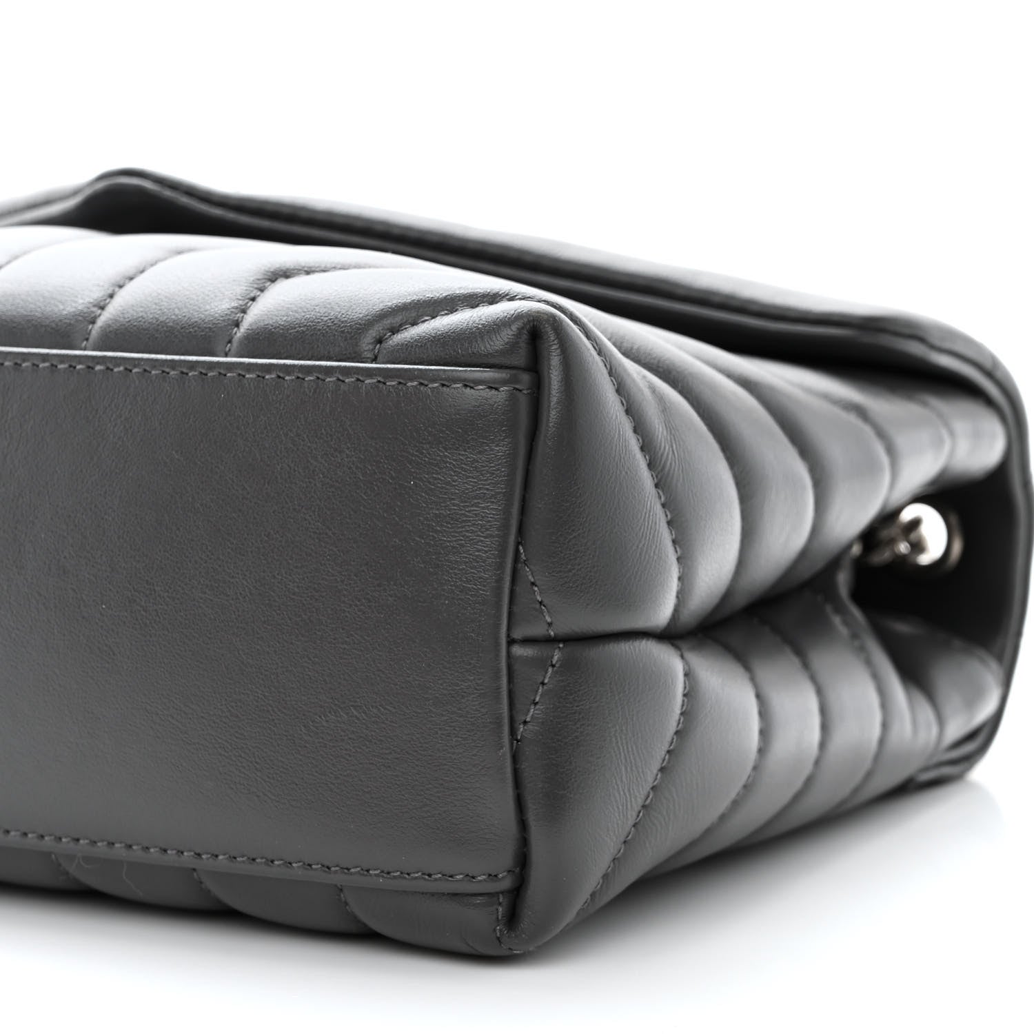 Saint Laurent Calfskin Y Quilted Monogram Small Loulou Chain Satchel Storm 10 of 10