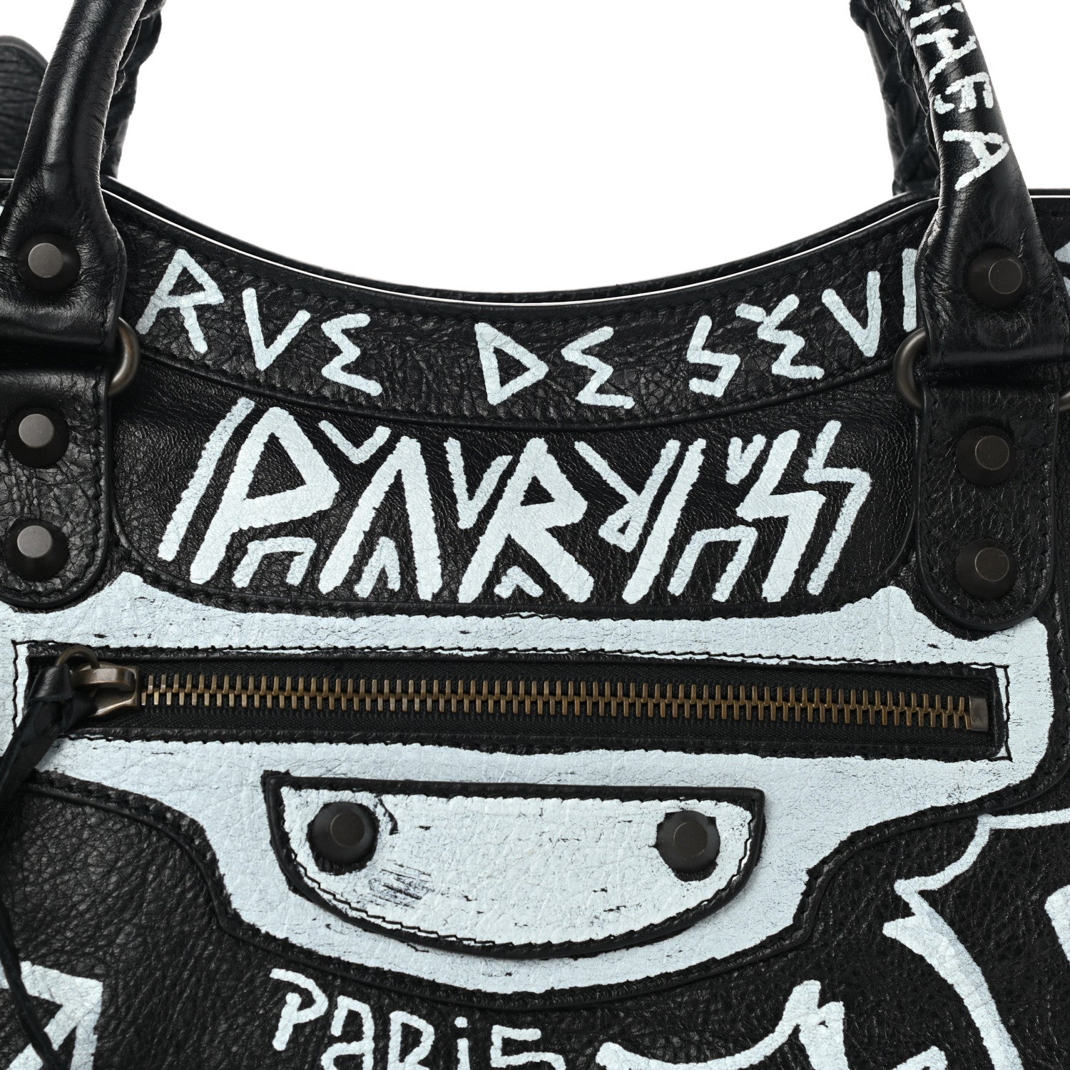 Balenciaga Agneau Arena Graffiti All Over Classic Hardware City Black White 8 of 10