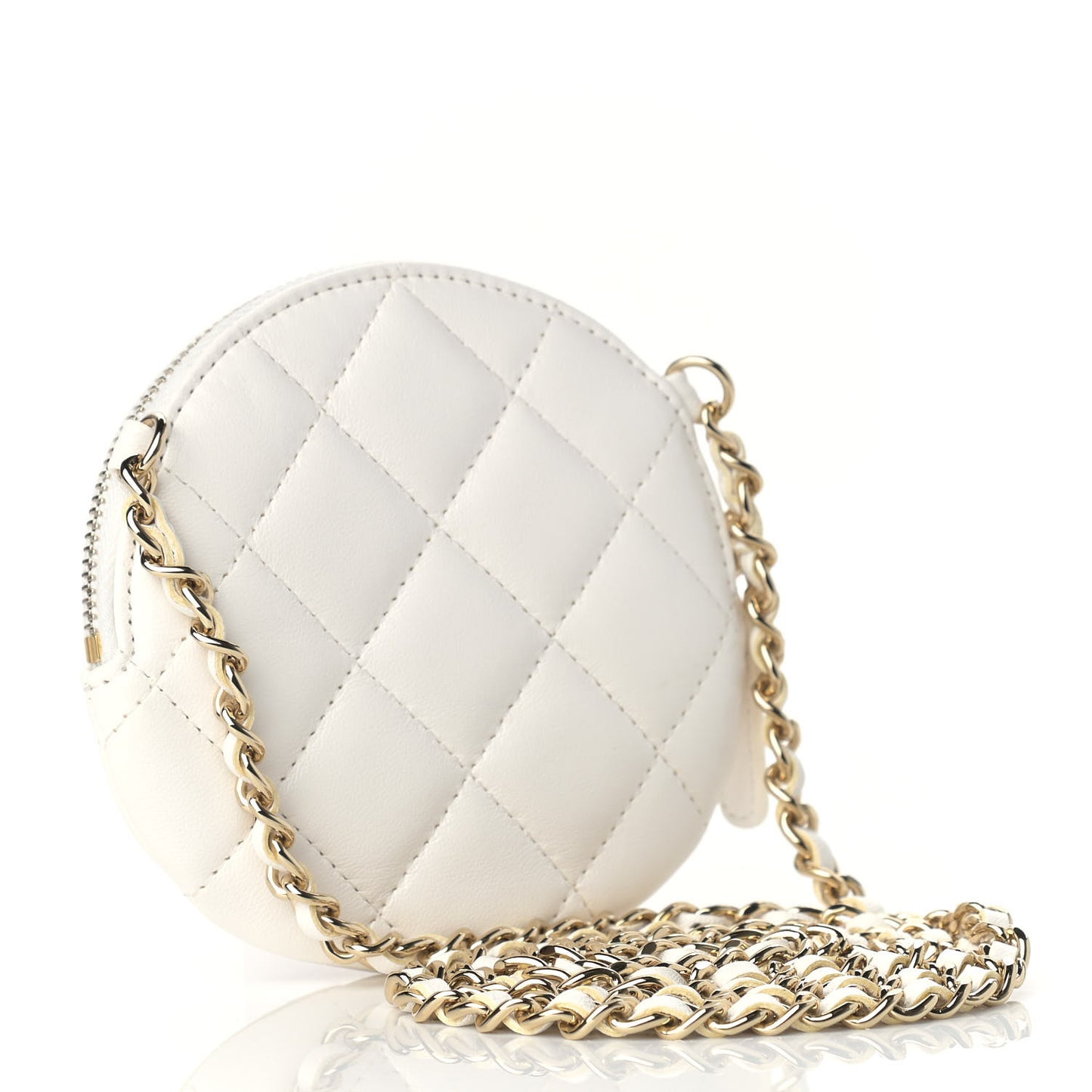 Lambskin Mini Camellia Bouquet Clutch With Chain White