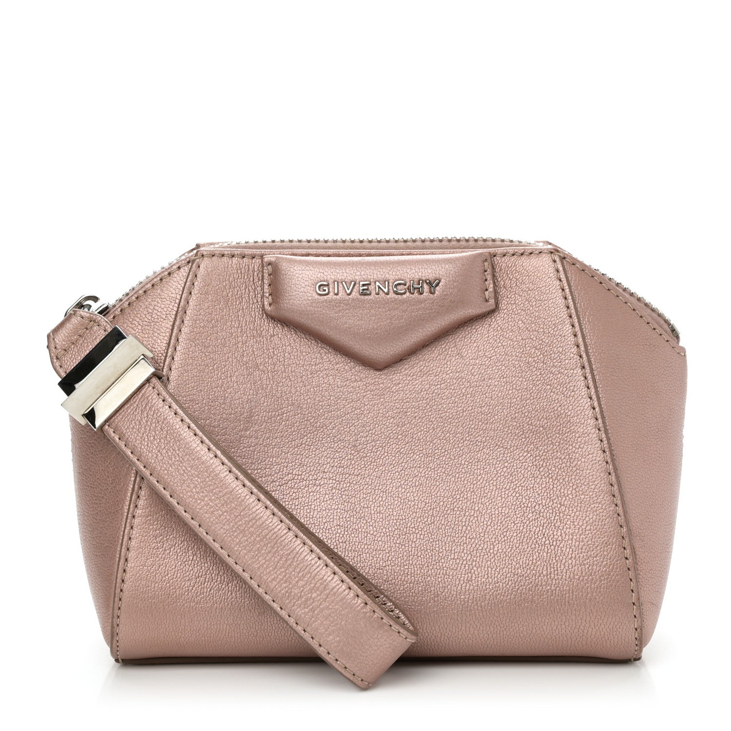 Givenchy Metallic Sugar Goatskin Small Antigona Beauty Wristlet Light Pink 1 of 11