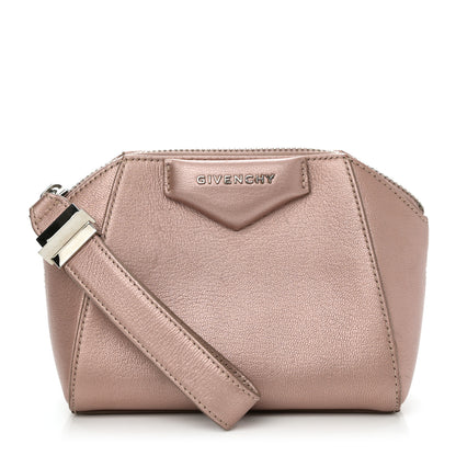 Givenchy Metallic Sugar Goatskin Small Antigona Beauty Wristlet Light Pink 1 of 11