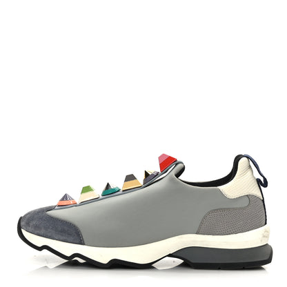 Fendi Neoprene Calfskin Rainbow Studded Sneakers 35.5 Gray 1 of 10