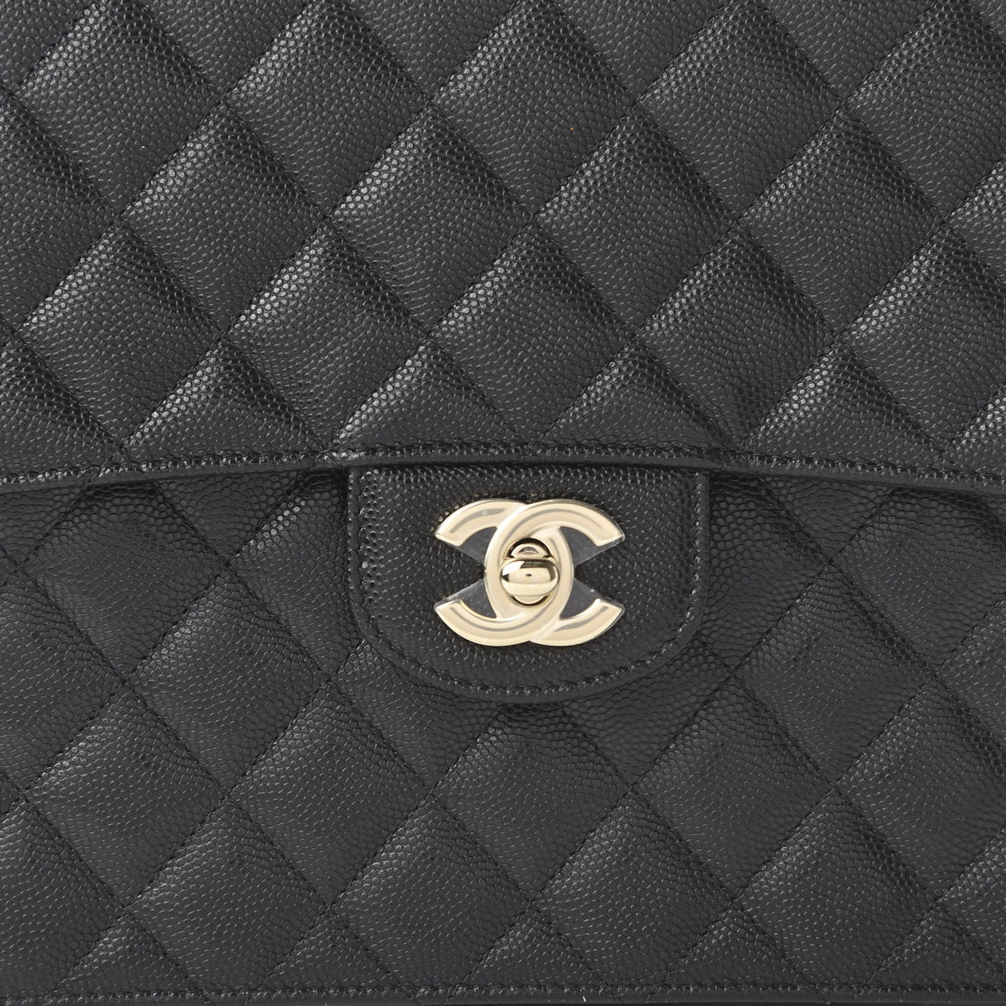 Caviar Quilted Square Flap Clutch Black