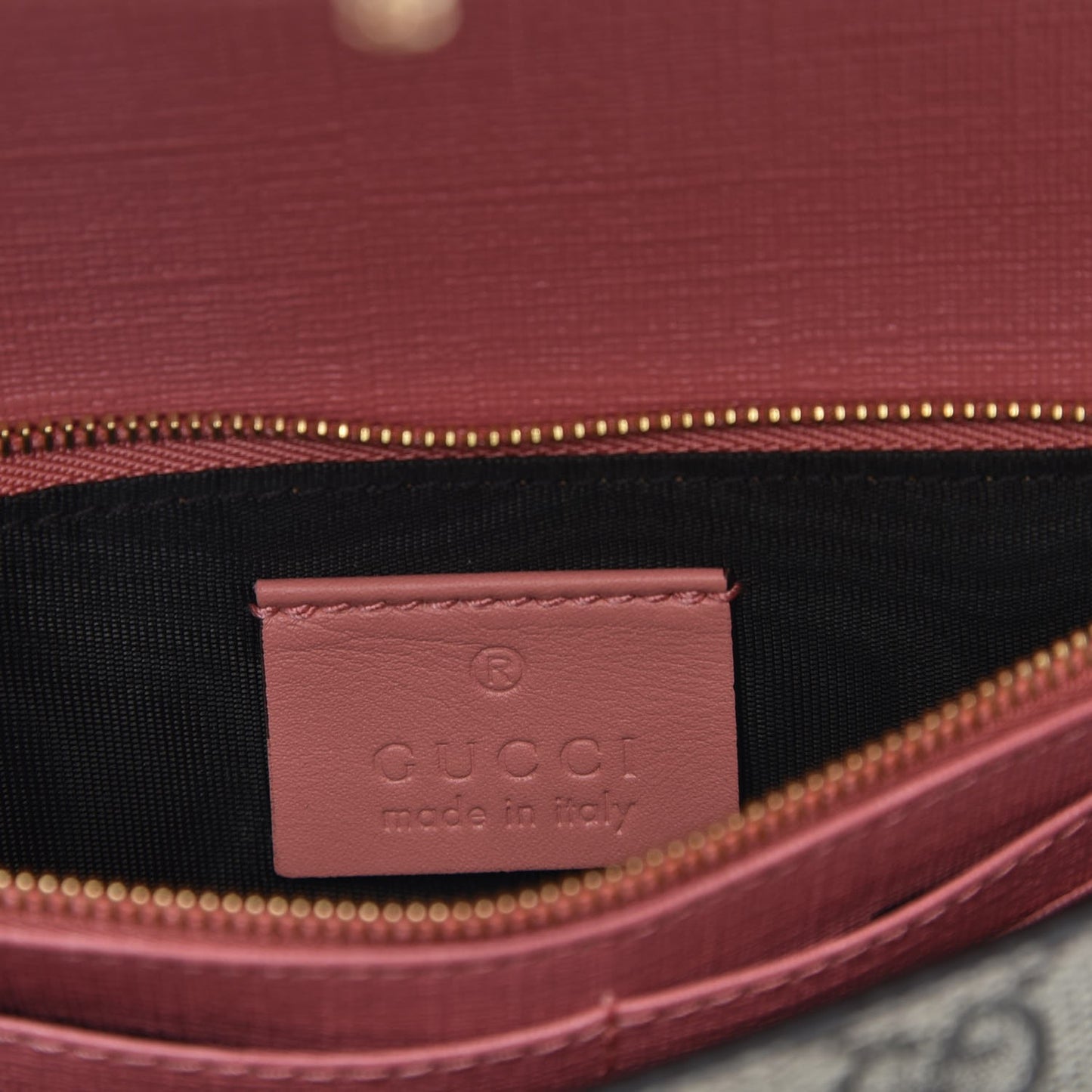 GG Supreme Monogram Face Embroidered Chain Wallet Pink