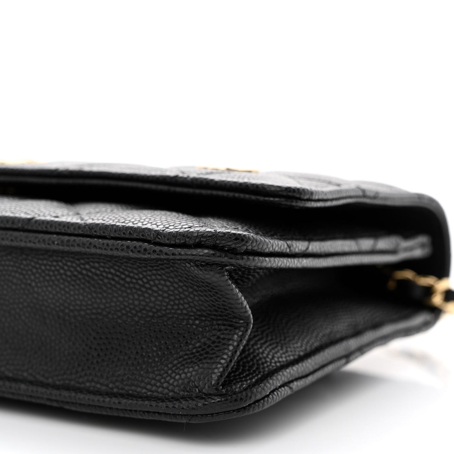 Caviar Quilted Enamel Coco Casino Wallet On Chain WOC Black