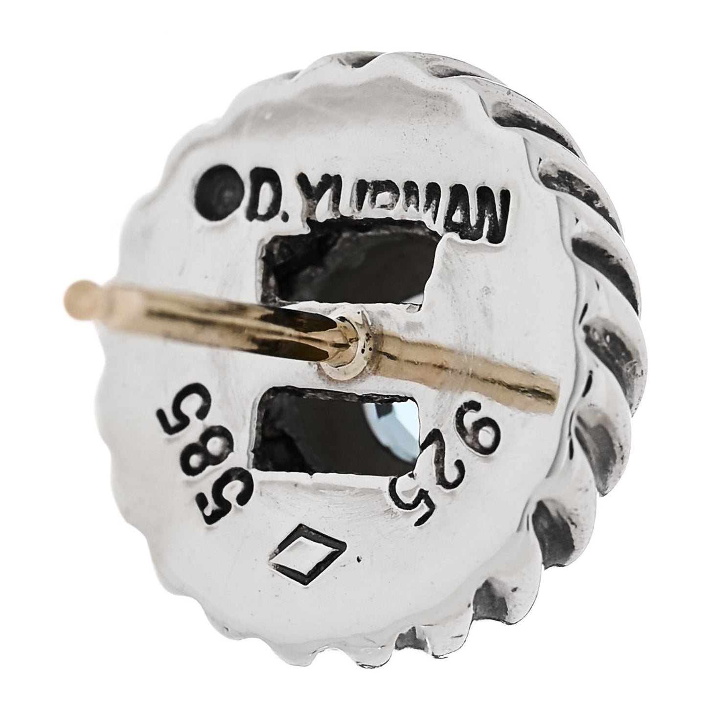 Sterling Silver 14K Yellow Gold Blue Topaz Cookie Cable Earrings