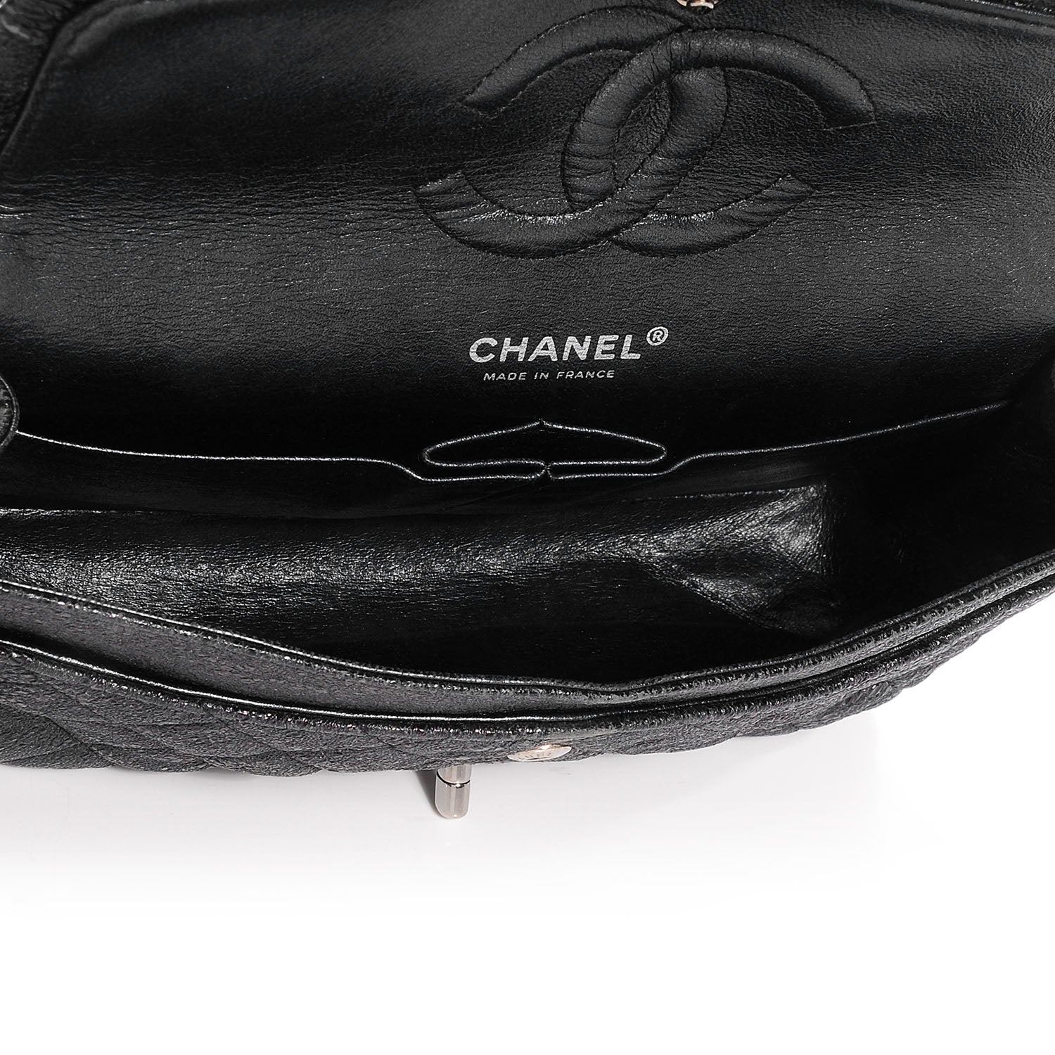 Chanel Crackled Calfskin Medium Double Flap Black 6 of 9