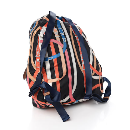 Hermes Silk Barenia Cavalcadour Airsilk Backpack Black Bleu Marine Fauve 2 of 8
