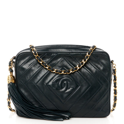 Chanel Lambskin Quilted Camera Tassel Bag Navy 1 of 12