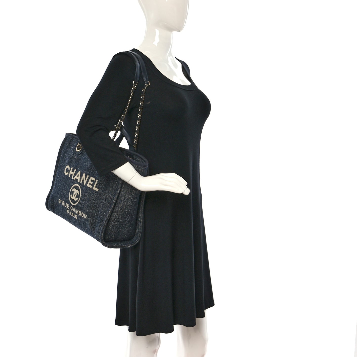 Mixed Fibers Small Deauville Tote Navy Blue