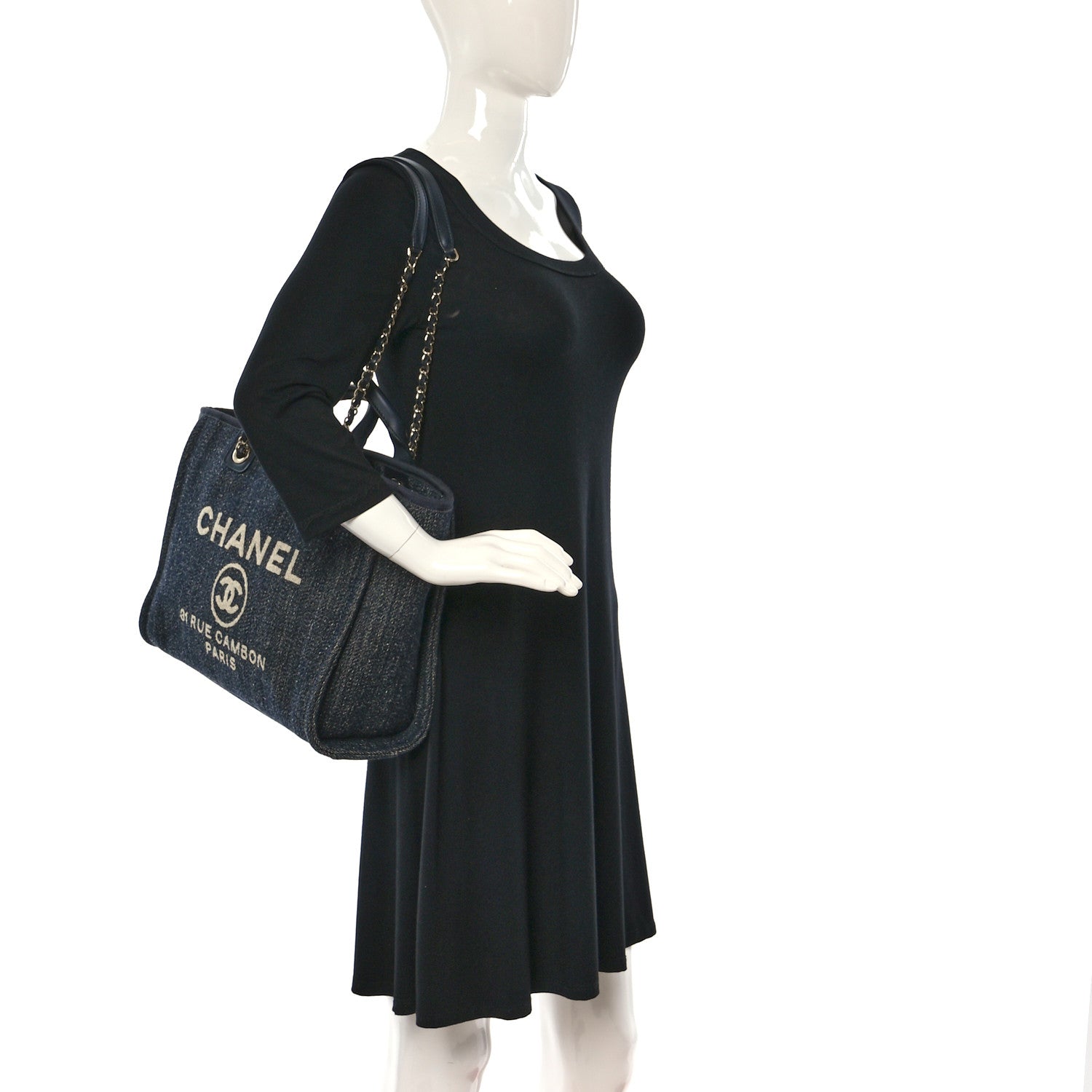 Chanel Mixed Fibers Small Deauville Tote Navy Blue 2 of 10