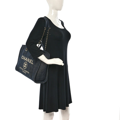 Chanel Mixed Fibers Small Deauville Tote Navy Blue 2 of 10