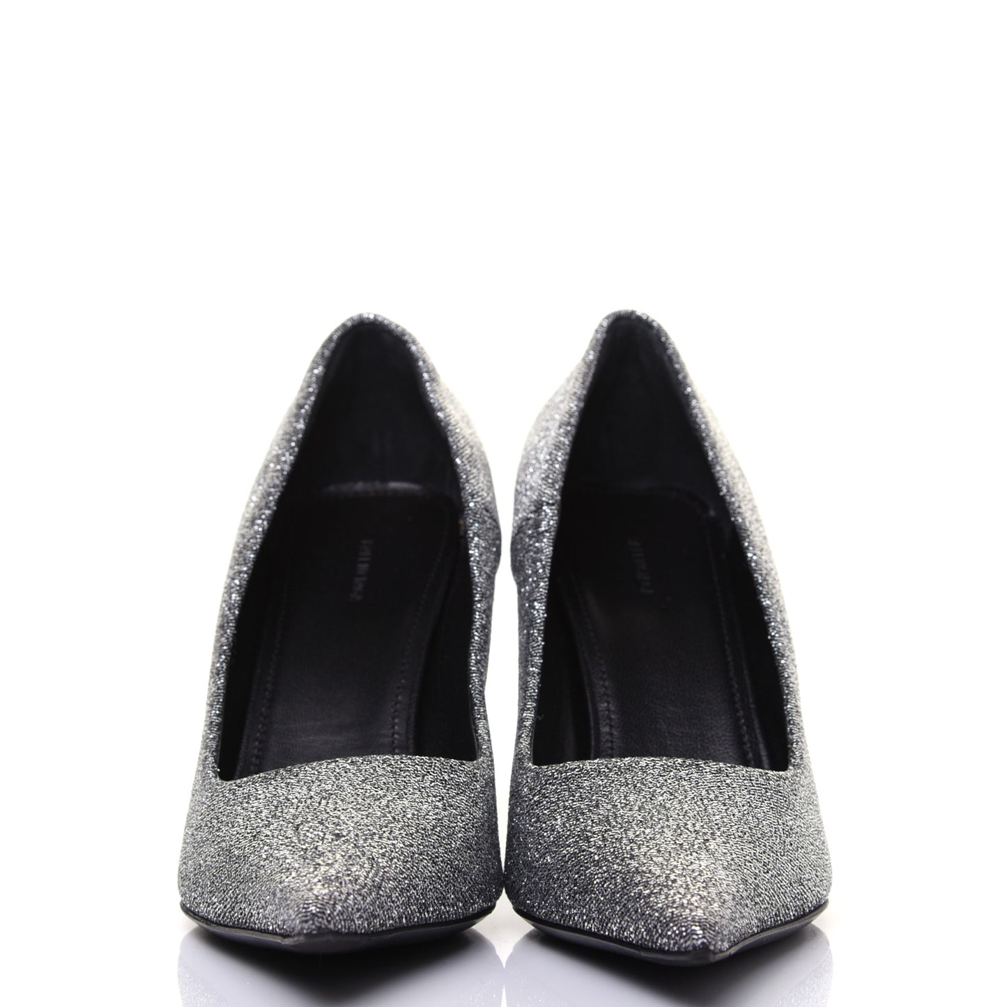 Shiny Fabric Square Knife 80mm Pumps 38 Silver