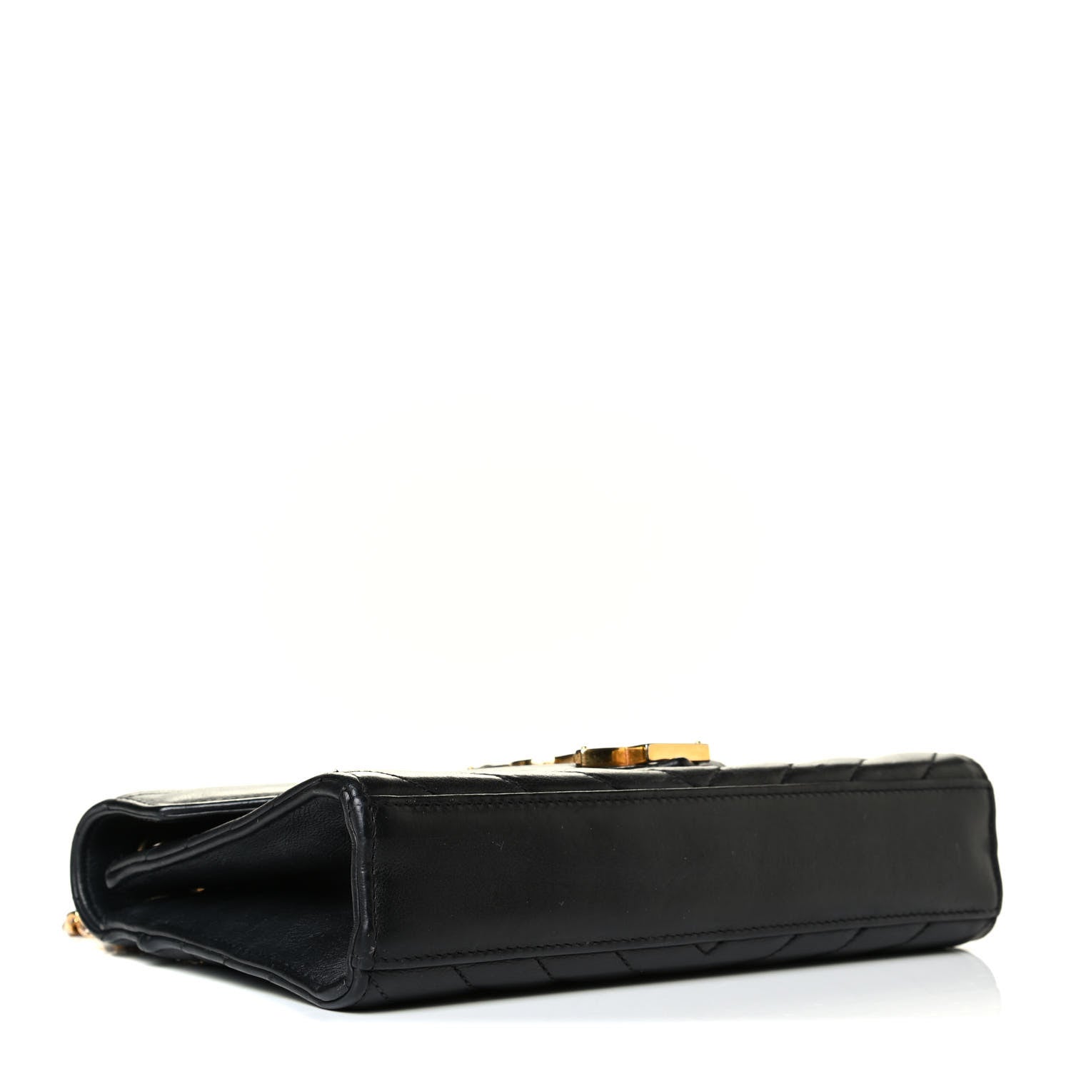 Saint Laurent Lambskin Matelasse Chevron Small Monogram Satchel Black 3 of 7