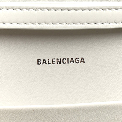 Balenciaga Shiny Calfskin Crocodile Embossed Small Hourglass Evening Chain Bag White 6 of 13