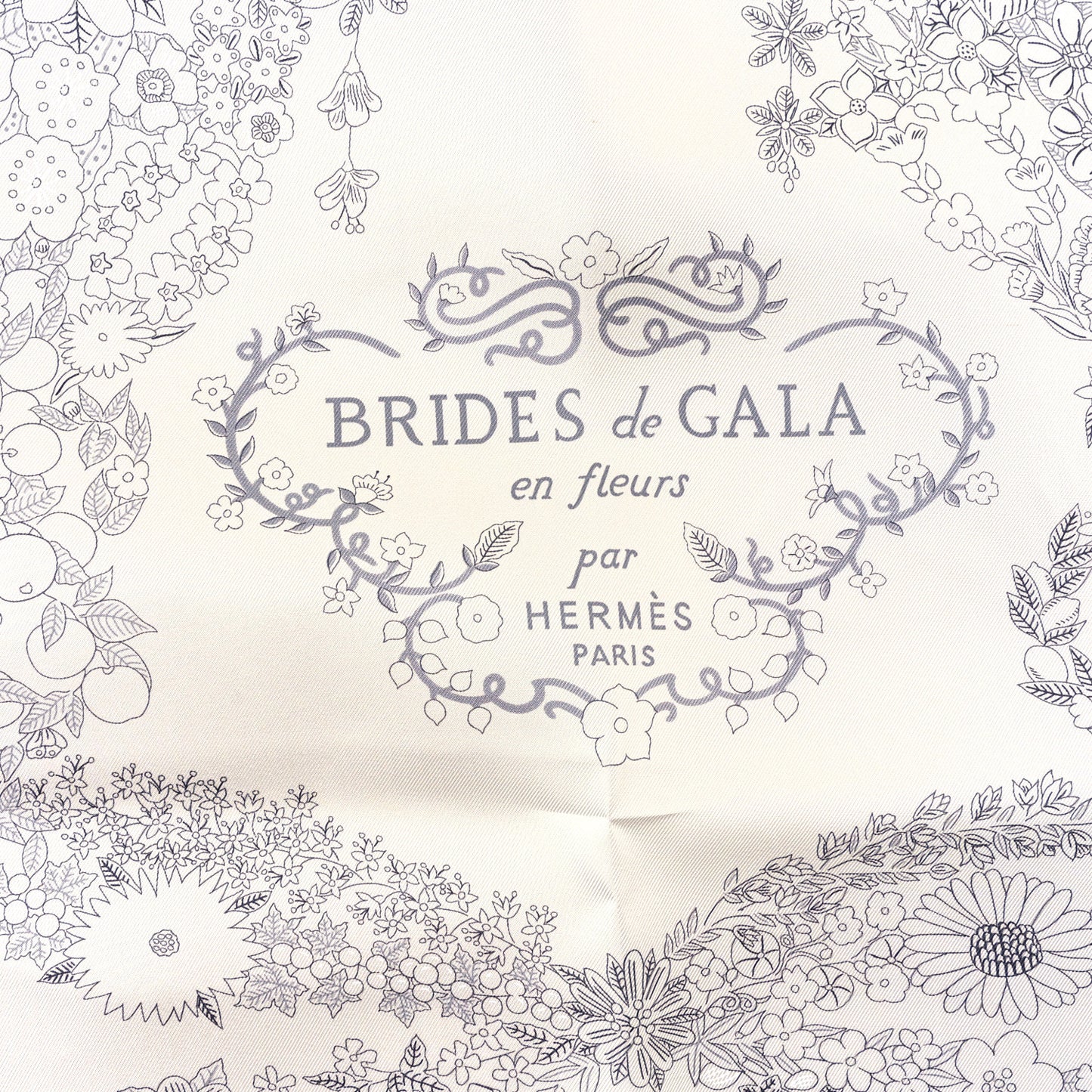 Silk Brides De Gala En Fleurs Scarf 90 Ebene White Gris Anthracite