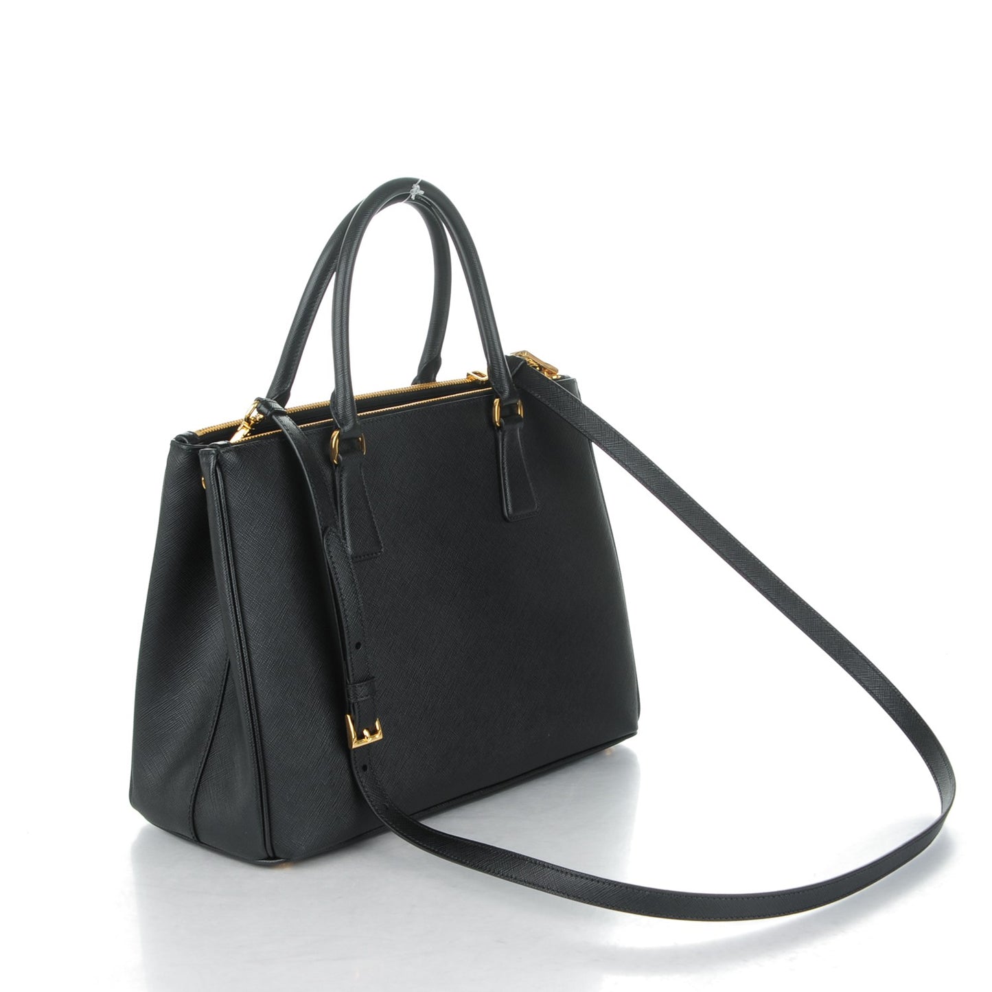 Saffiano Lux Large Galleria Double Zip Tote Black