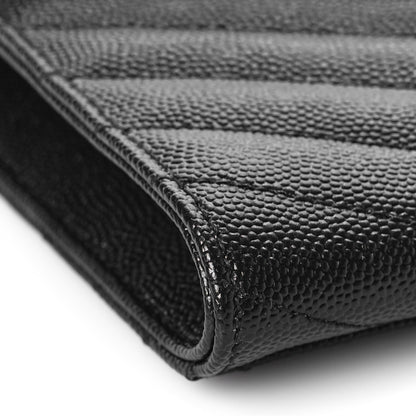 Saint Laurent Grain De Poudre Matelasse Chevron Monogram Envelope Clutch Black 9 of 11