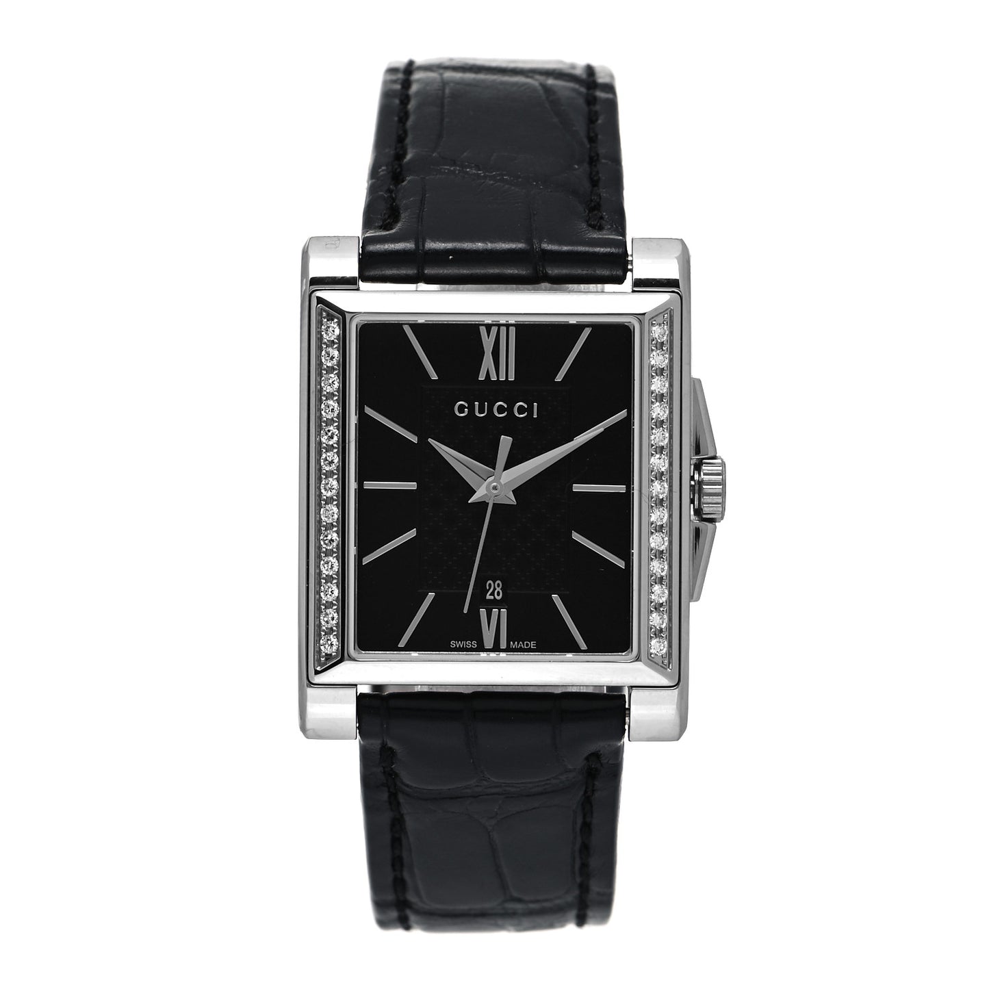 Stainless Steel Calfskin Diamond 26mm G-Timeless Rectangle Quartz Watch Black