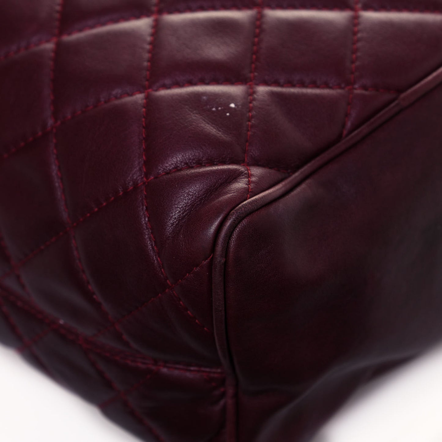 Lambskin Quilted Tote Burgundy
