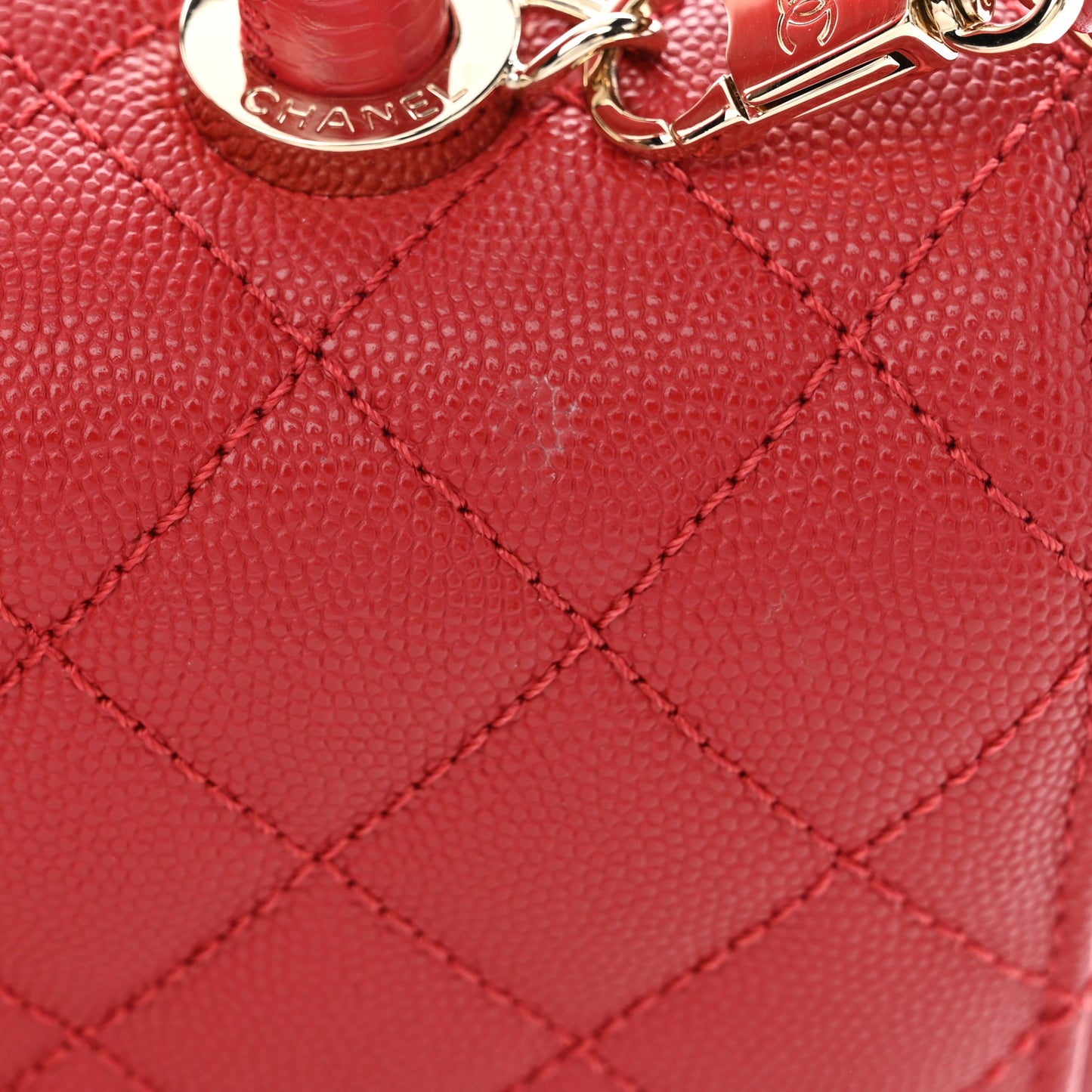 Caviar Quilted Mini Coco Handle Flap Red
