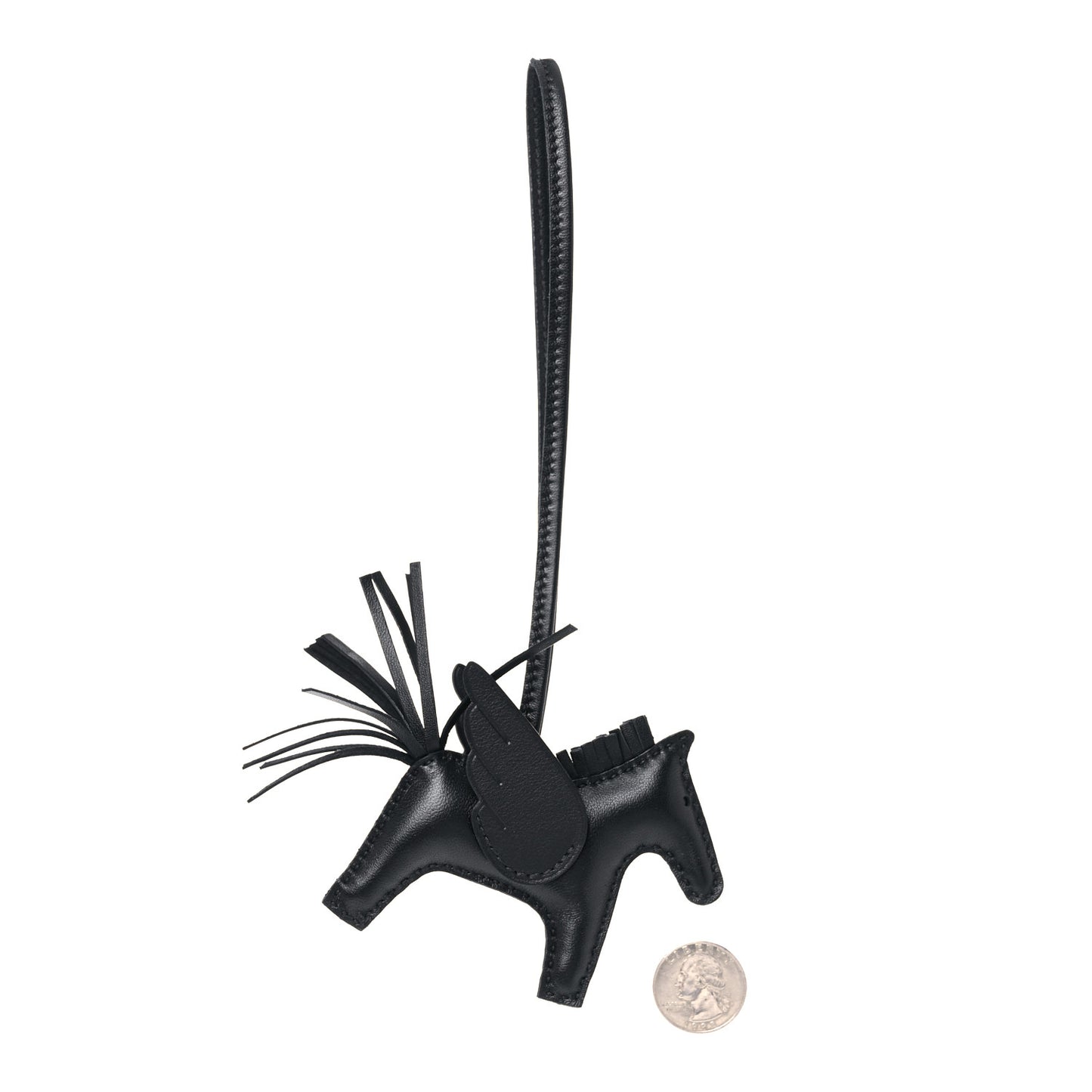 Milo Lambskin Grigri Rodeo Pegase Horse Bag Charm PM So Black