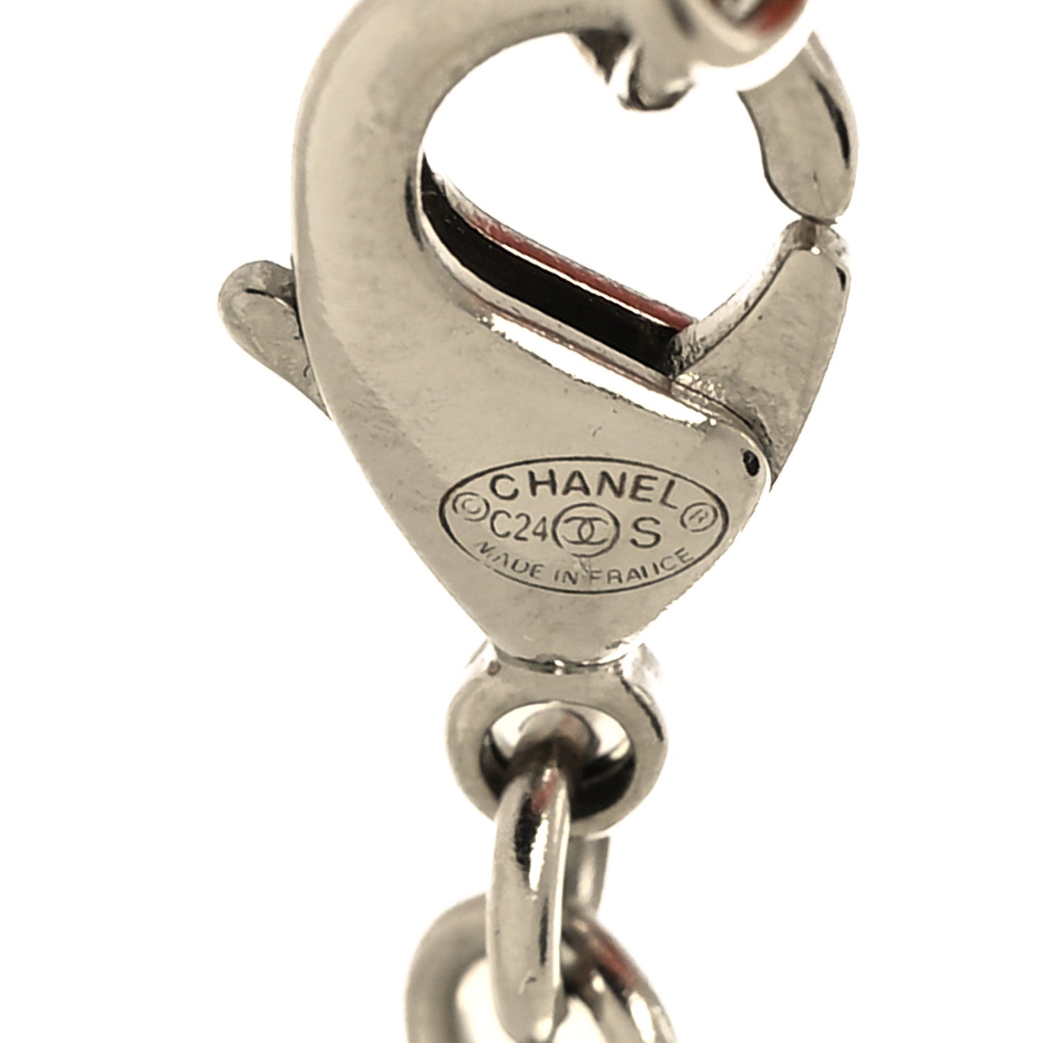 Chanel Pearl Crystal CC Necklace Silver 5 of 6