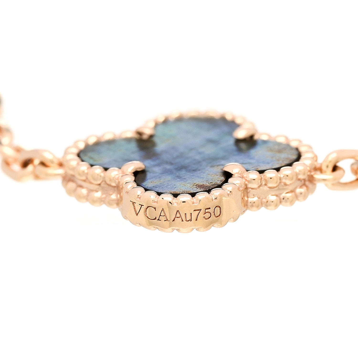 Van Cleef & Arpels 18K Rose Gold Diamond Gray Mother of Pearl 5 Motifs Vintage Alhambra Bracelet 3 of 4