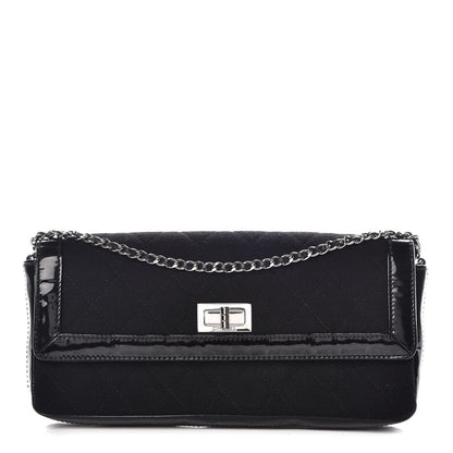Chanel Patent Canvas Quilted Flap Clutch Black 1 of 14